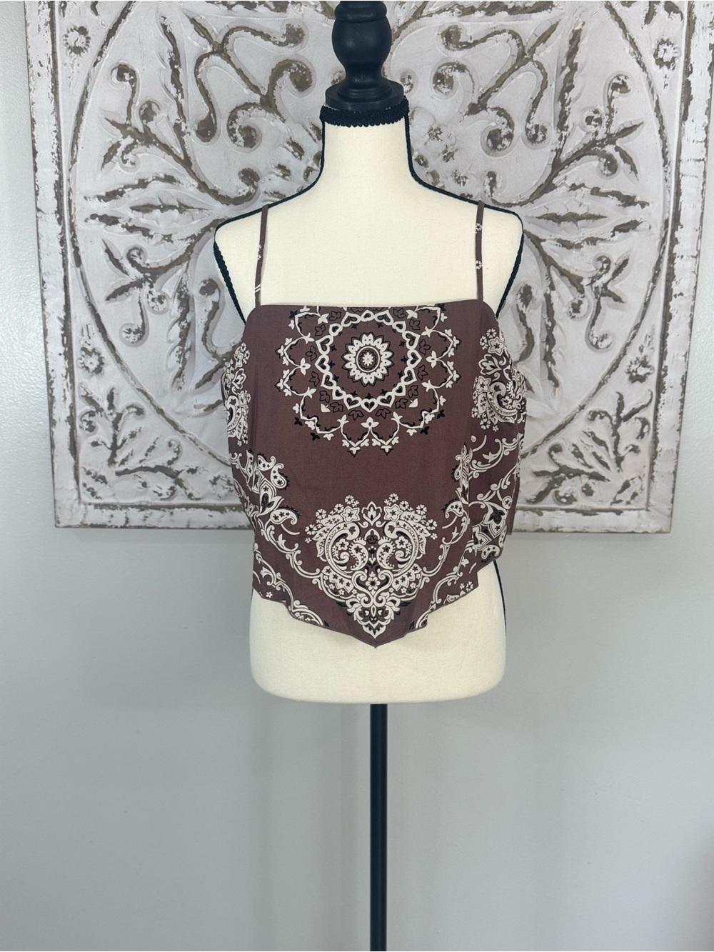 American Eagle Outfitters Brown Paisley Bandana Crop Cami